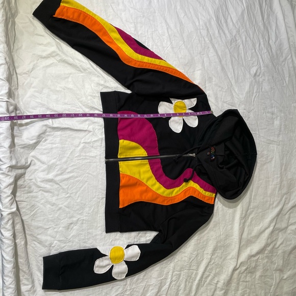 dELiA*s by Dolls Kill The New Daze Crop Hoodie XL Daisy Wave Applique Zip-up - Picture 2 of 11